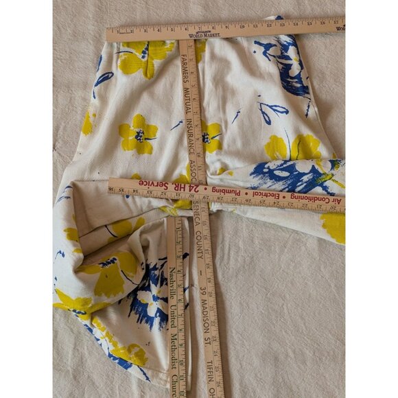 Vintage 70s Women's Custom Floral Print Cotton Canvas Wide Leg Flare Pants 26x29 - Picture 7 of 7